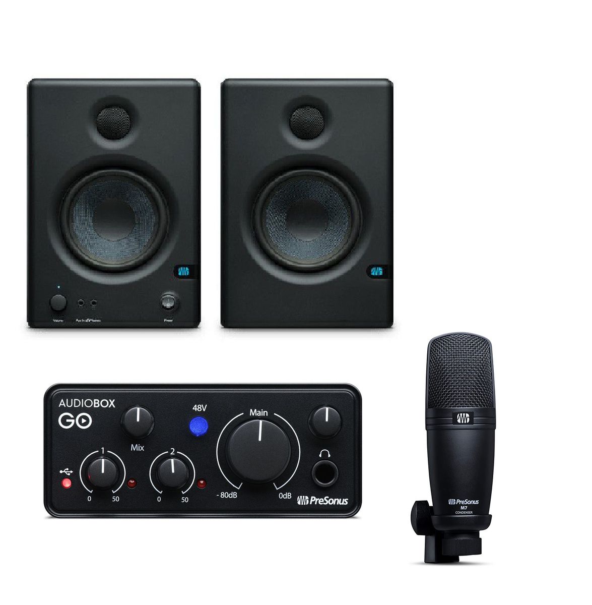 PreSonus Audiobox GO with M7 Microphone and Eris E4.5 Studio Monitors –  Raines Africa