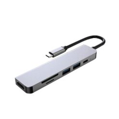 6 in 1 USB-C Hub For MacBook-Pro Type C Adapter Multiport SD Card Reader-4K