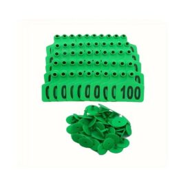 Cow Ear Tags Marked 1 to 100 - Pack of 100 Tags - Green