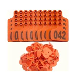 Cow Ear Tags Marked 1 to 100 - Pack of 100 Tags - Orange