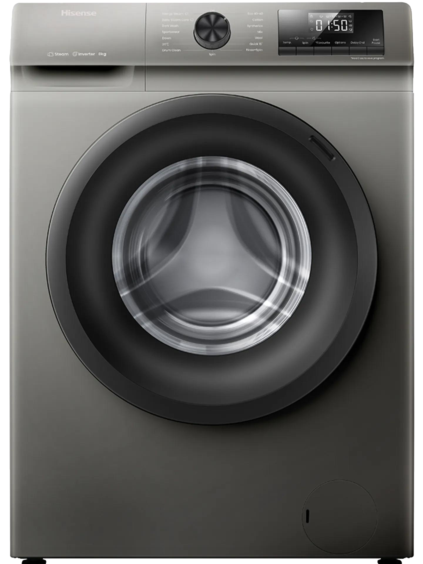 Hisense 8kg Washing Machine Grey Titanium WFQP8012VMT – Zambia