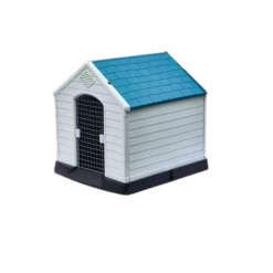 Dog Kennel - Durable Outdoor Waterproof Dog House - Pet Shelter with Gate - Blue, White